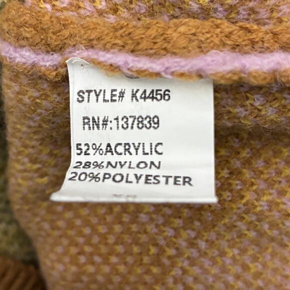 Debut Quirky Patchwork Cropped Cardigan Womens XS Brown Pink Retro Indie Whimsy - Picture 9 of 9